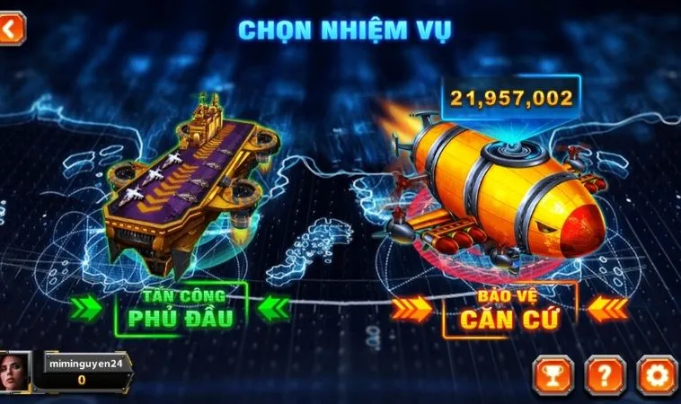 Hướng Dẫn Cách Chơi Bắn Cá Đại Chiến B52 Tại S666 Chi Tiết 2 Chọn nhiệm vụ trong game Bắn Cá Đại Chiến B52 Tại S666