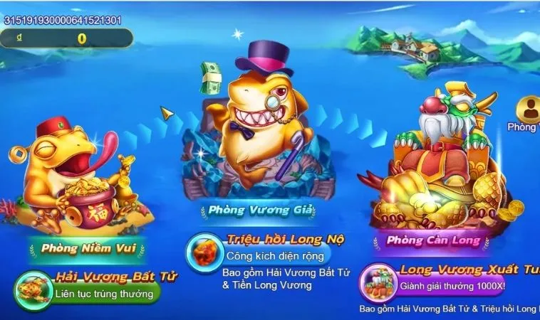 Khám Phá Cách Chơi Bắn Cá Royal Fishing Tại S666 Cực Chuẩn 2 Các phòng chơi trong game Bắn Cá Royal Fishing Tại S666