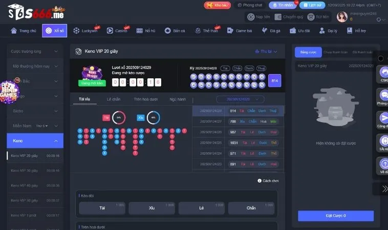 Bật Mí Cách Chơi Game Nhanh Keno Tại S666 Chuẩn Xác Nhất 2 Giao diện chơi game nhanh Keno Tại S666