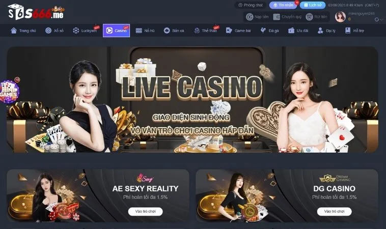 Casino Online Tại S666 Sân Chơi Đẳng Cấp Hàng Đầu Châu Á 2025 1 Sảnh Casino Online S666 quy tụ dàn dealer chia bài xinh đẹp
